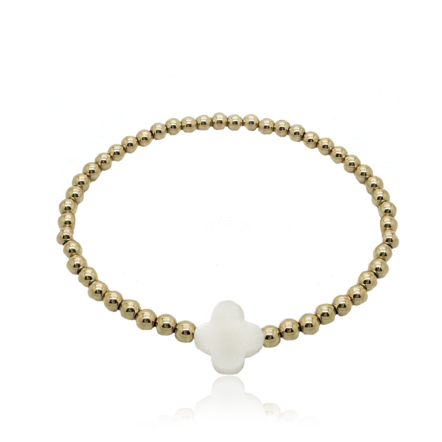 Gold Fill Bracelet with Mother Of Pearl Clover