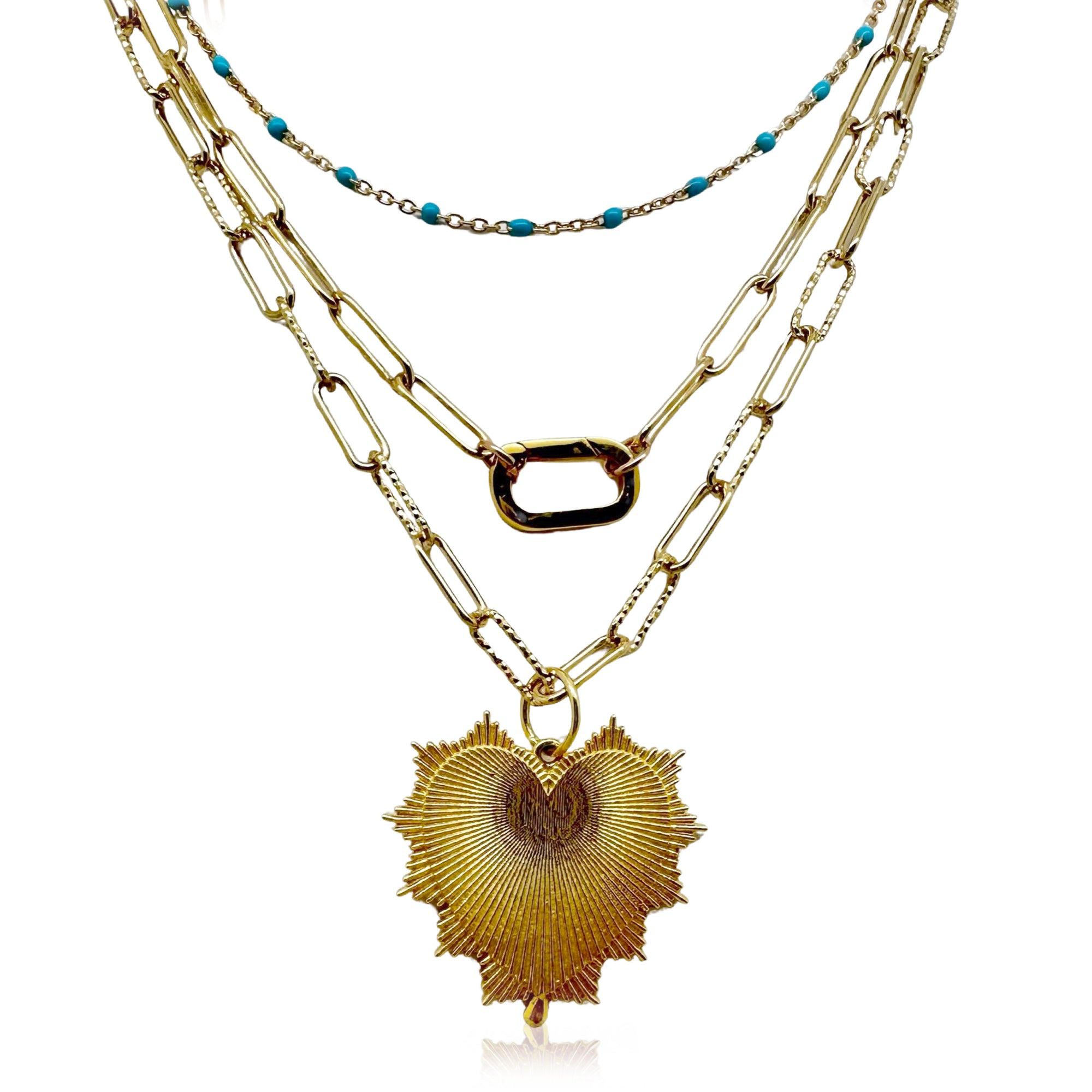 Radiant Heart Triple Necklace Set