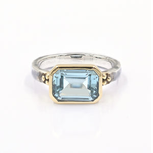 East West Ring -Glacial Swiss Blue Topaz