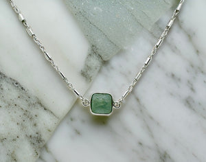 Aquamarine Tile Necklace