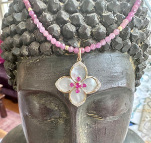 14Karat Gold Ruby Clover Flower