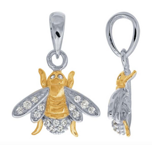 Mixed Metal Bee- Gold and Silver with CZ's