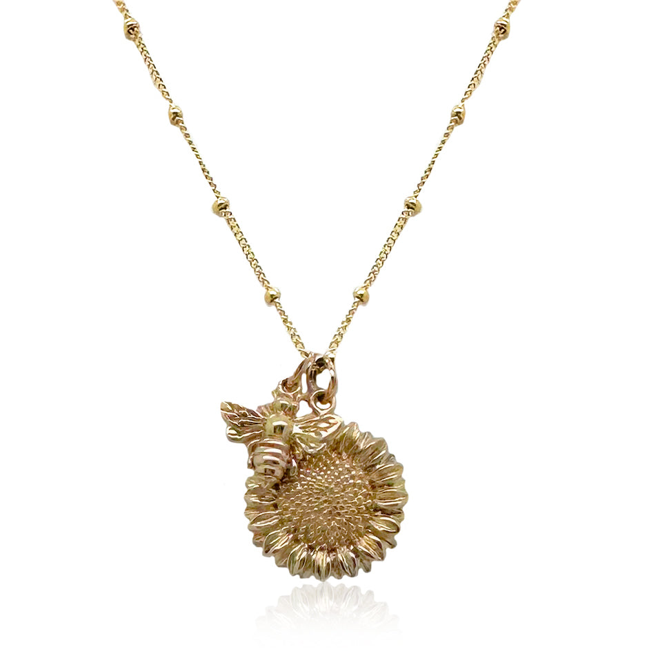 Sunflower and Bee Charm Necklace- Shop for a Cause