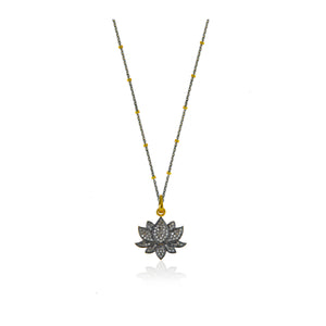 Pave Diamond Lotus Necklace