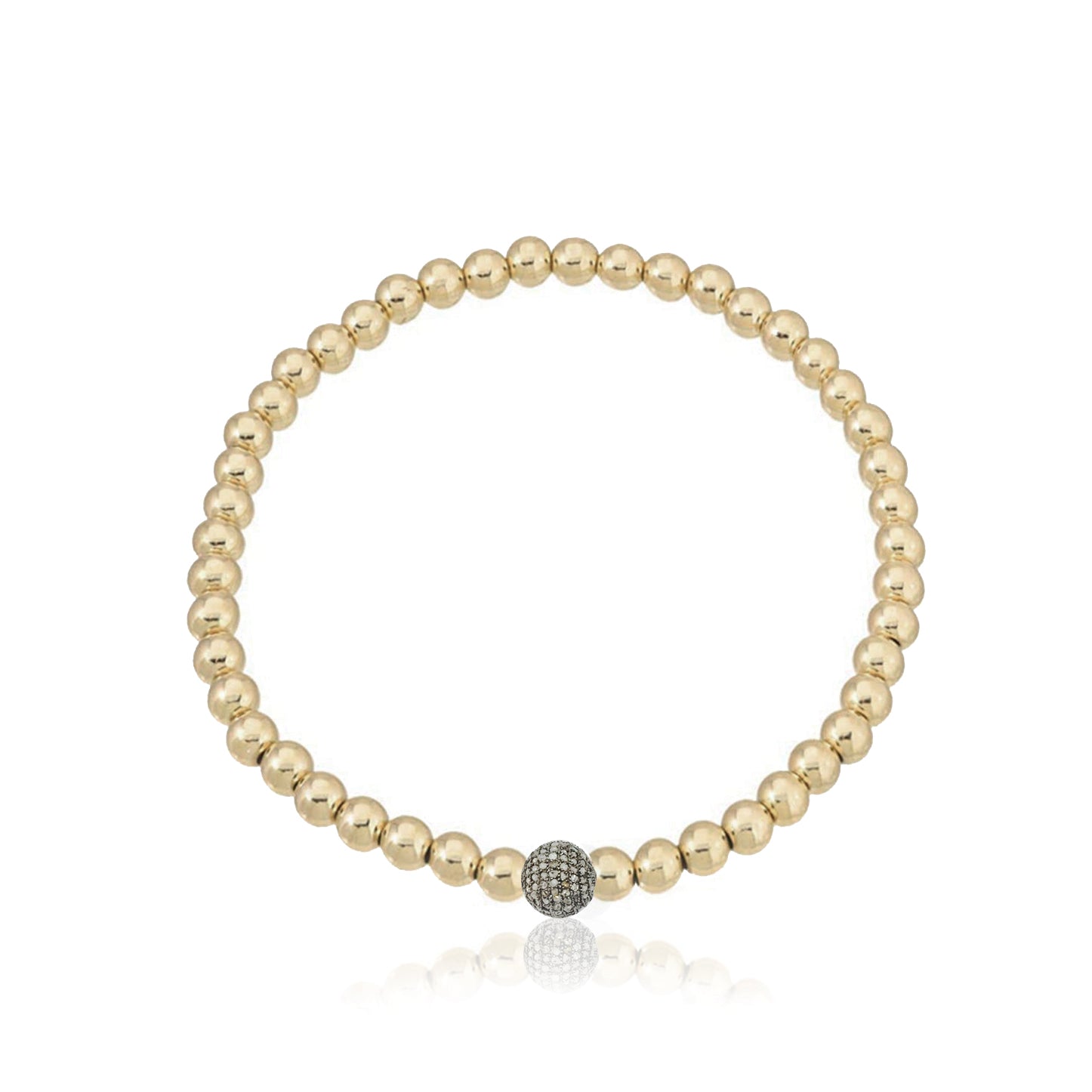 Gold Fill Beaded Bracelet with Diamond Bead