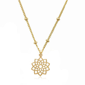 Charms- Lotus Mandala Crown Chakra Necklace- Gold