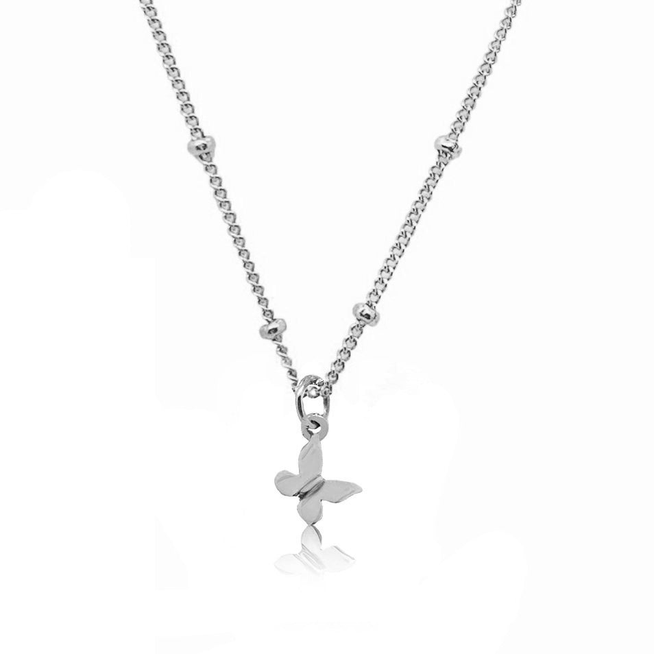 Butterfly Charm Necklace -Silver