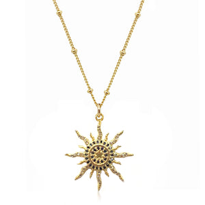 Diamond and Sapphire Sun Necklace