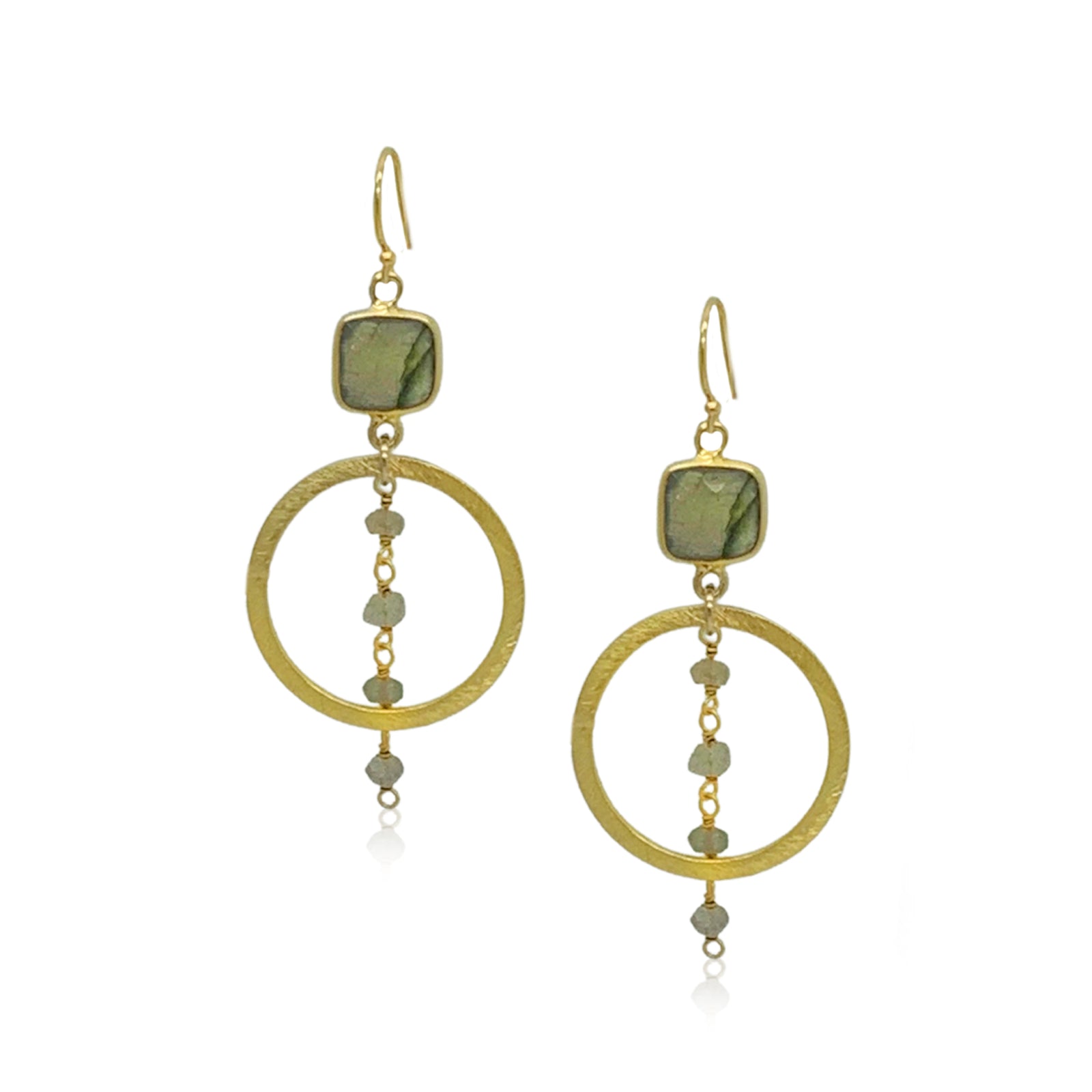 Labradorite Orbit Earring Gold