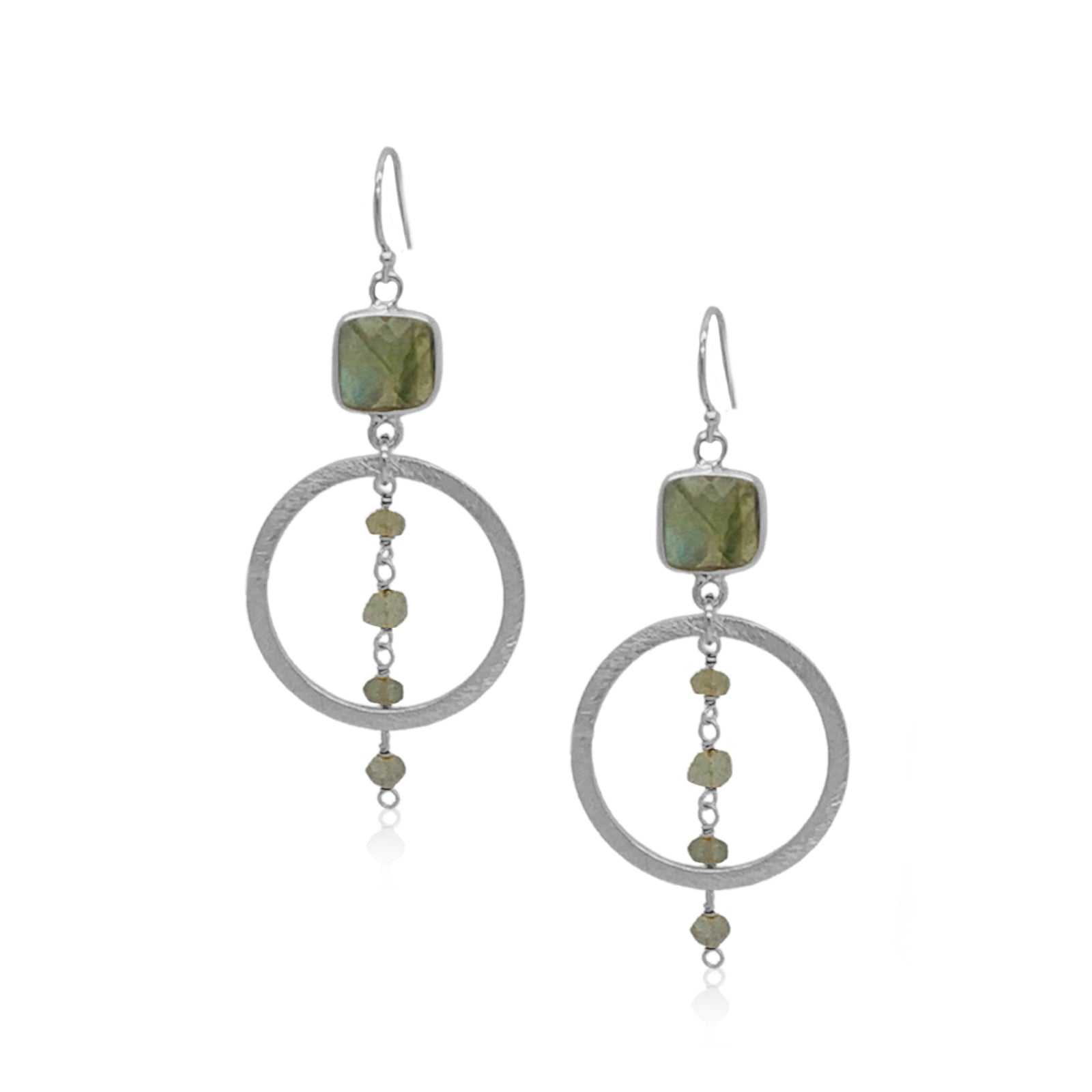 Labradorite Orbit Earrings Silver
