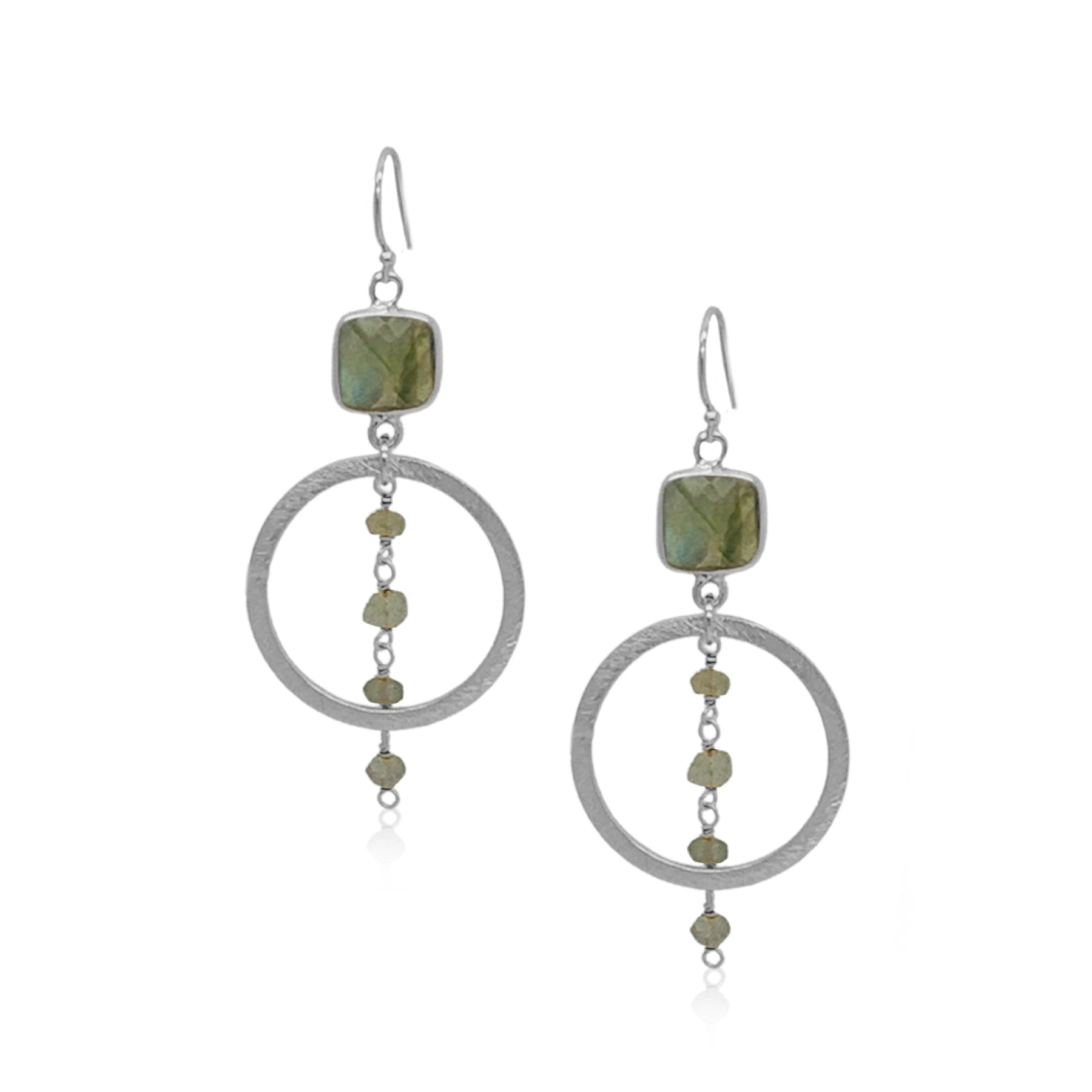 Labradorite Orbit Earrings Silver