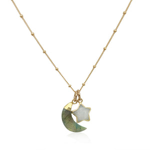Moon and Star Necklace| Labradorite and Moonstone