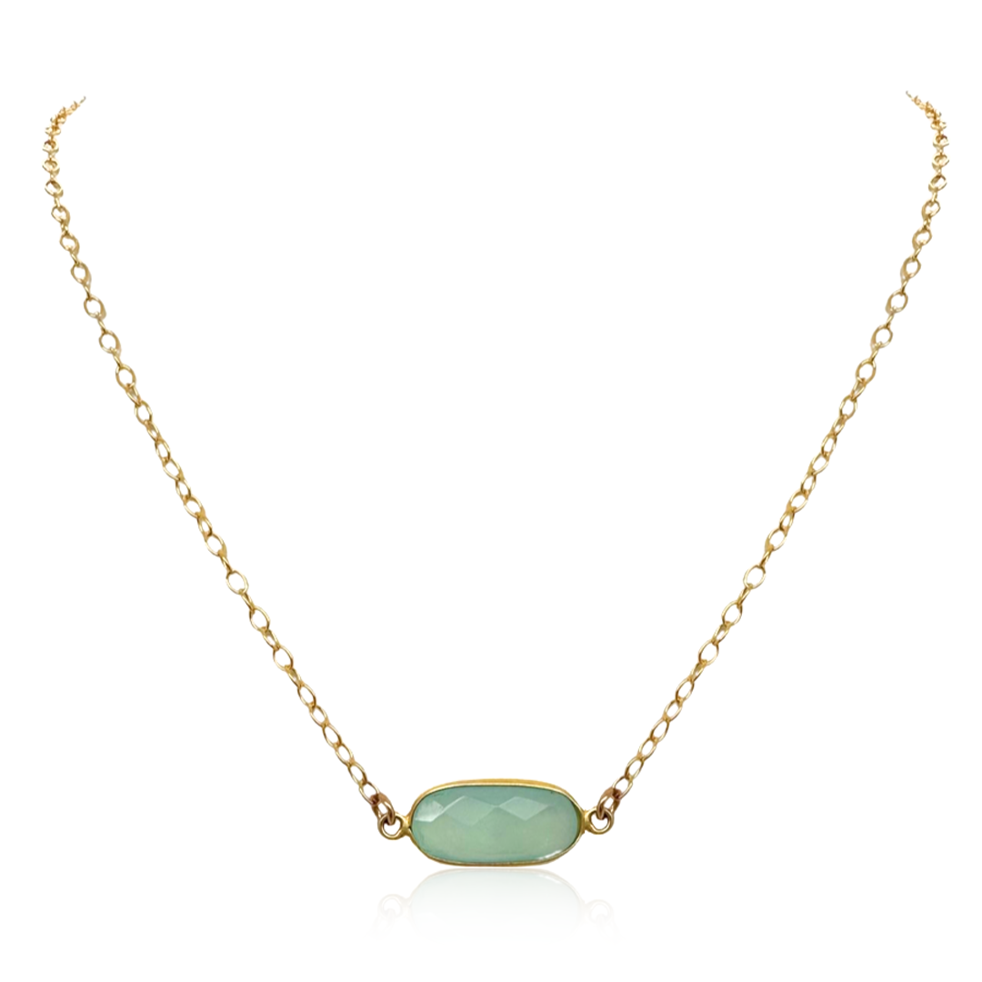 Aqua Chalcedony Sea Glass Choker