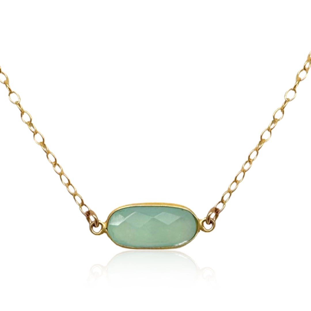 Aqua Chalcedony Sea Glass Choker