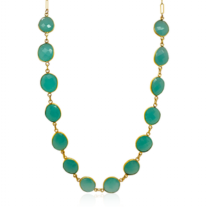 Aqua Chalcedony Bezel Necklace