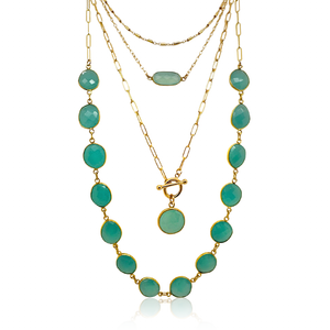 Aqua Chalcedony Bezel Necklace