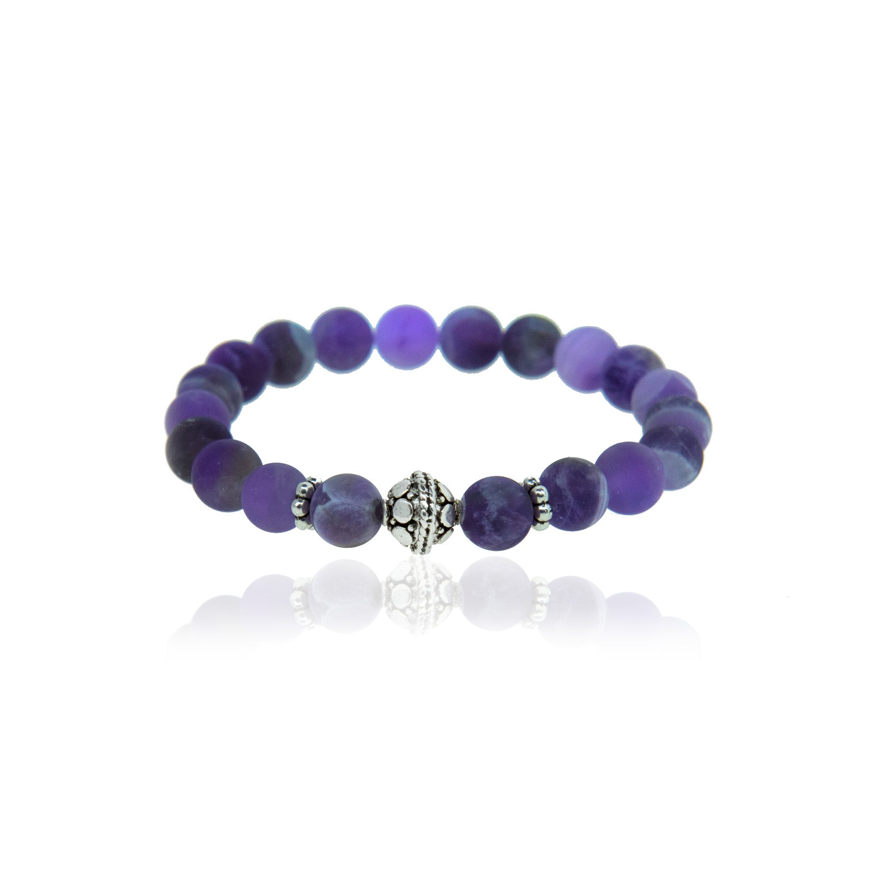 Amethyst Bracelet- Pewter Bead