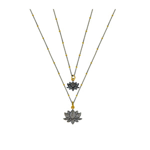 Pave Diamond Lotus Necklace