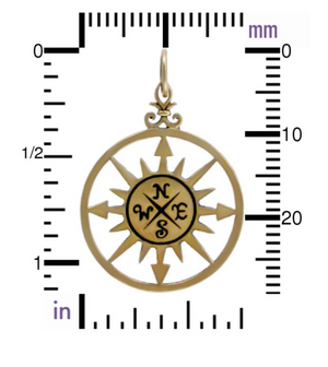 Compass Rose Pendent Necklace- Mixed Metal