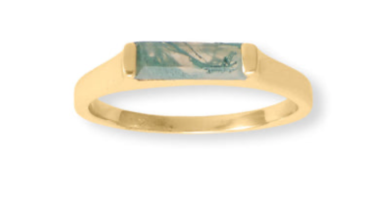 14 Karat Gold Plated Moss Agate Bar Ring