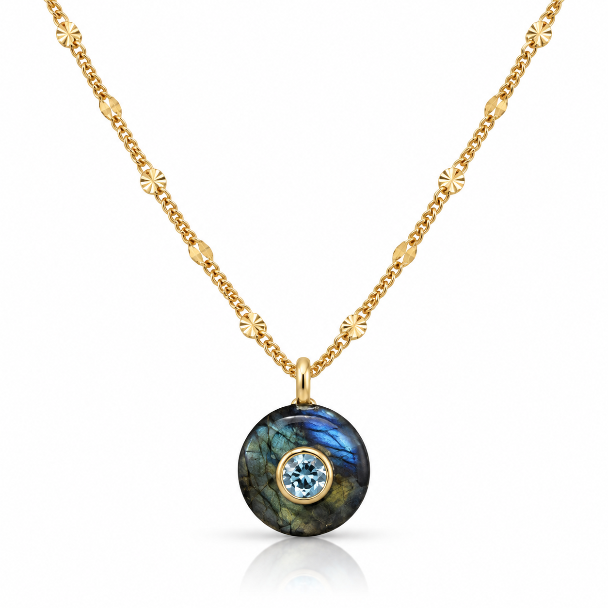 Labradorite and Blue Topaz Disc-The Artisan Stone Collection