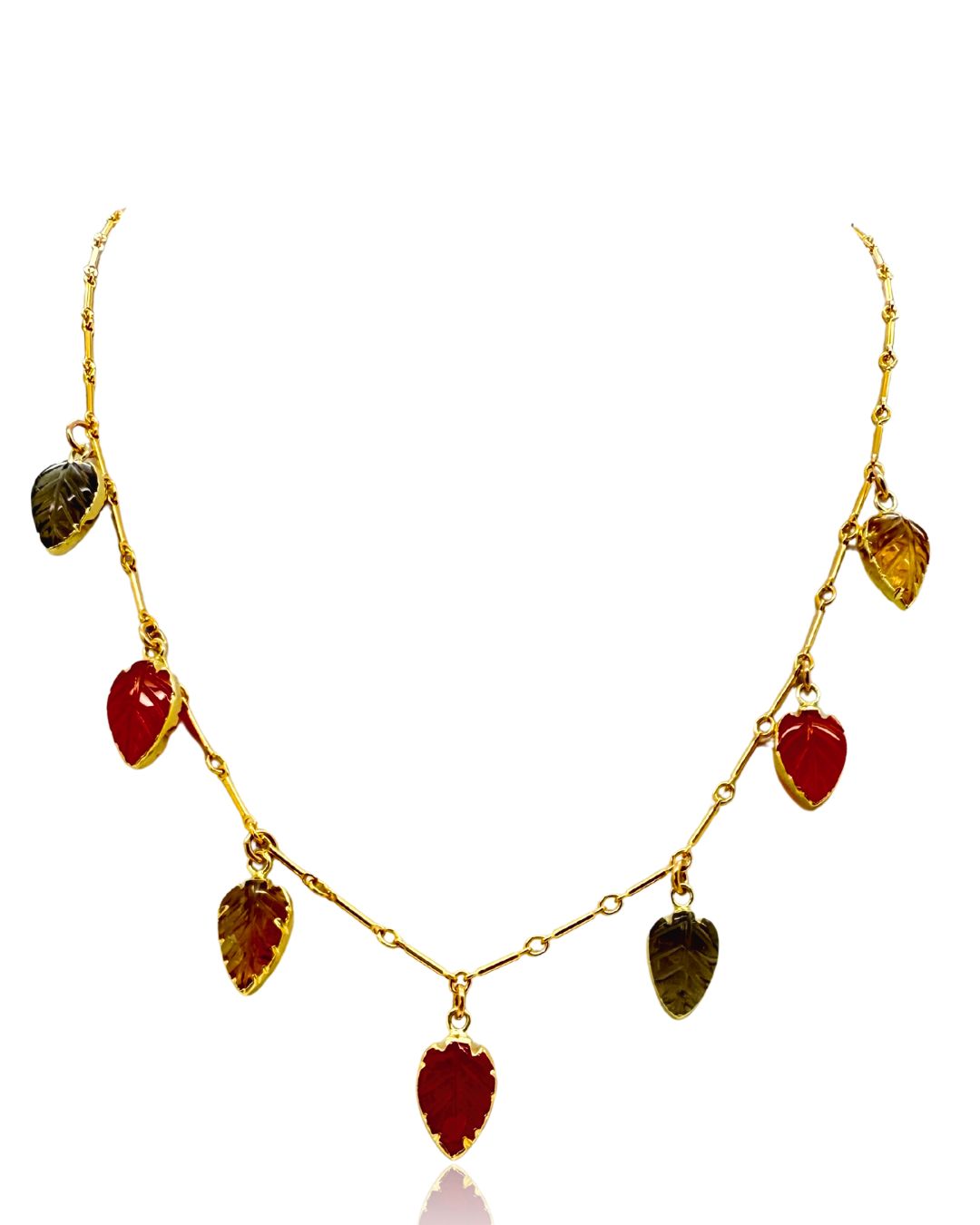 Leaf Necklace- Citrine, Labradorite and Smokey Quartz