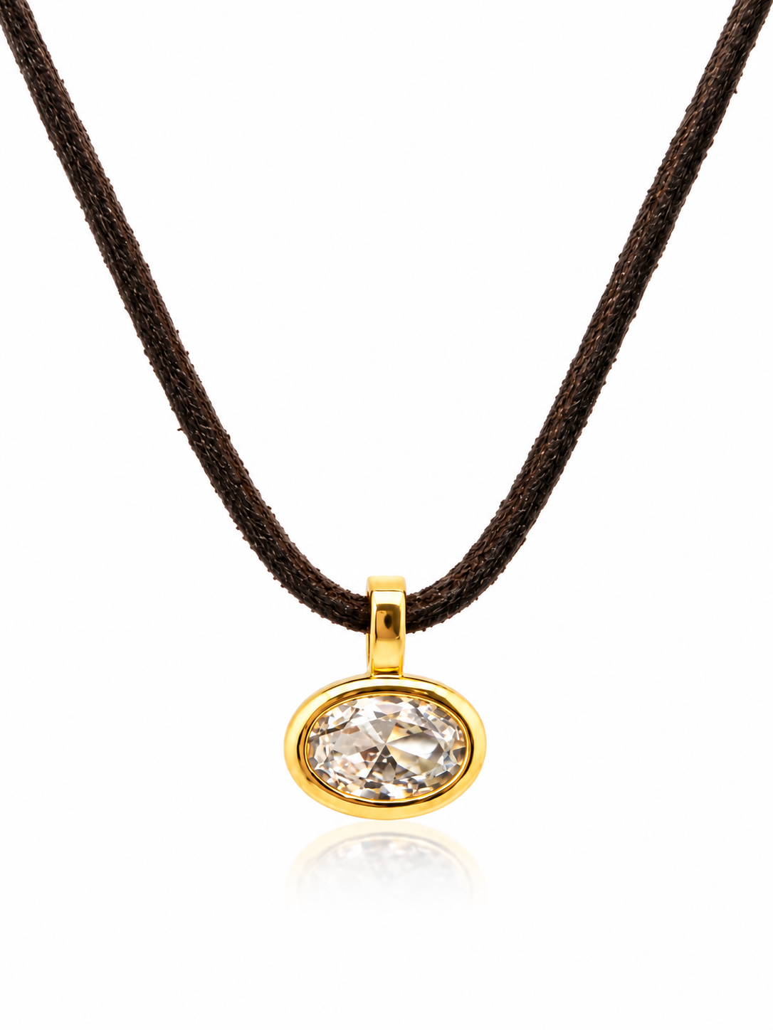 East-West Oval Pendant on Suede Cord