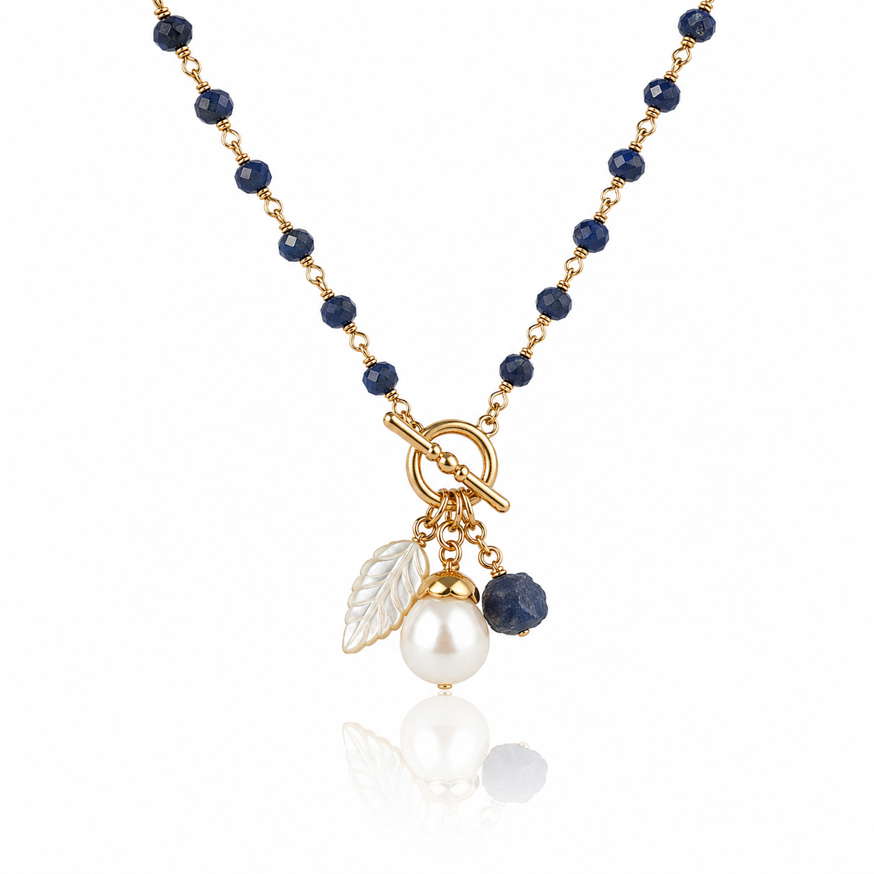 Lapis Toggle Charm Necklace