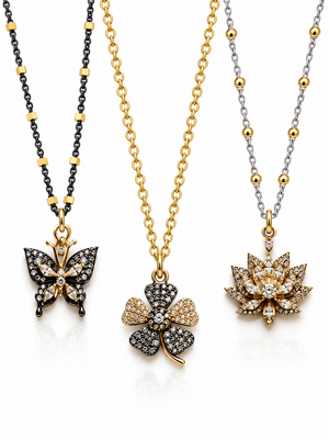 Lab-Grown Diamond Pendant Collection — Butterfly, Clover & Lotus