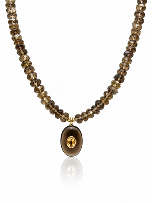 Smoky Quartz & Citrine Beaded Necklace