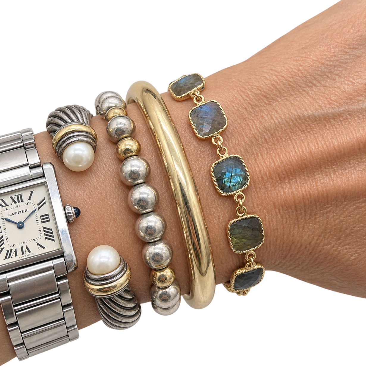 Blue Flash Labradorite Square Bracelet