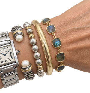 Blue Flash Labradorite Square Bracelet