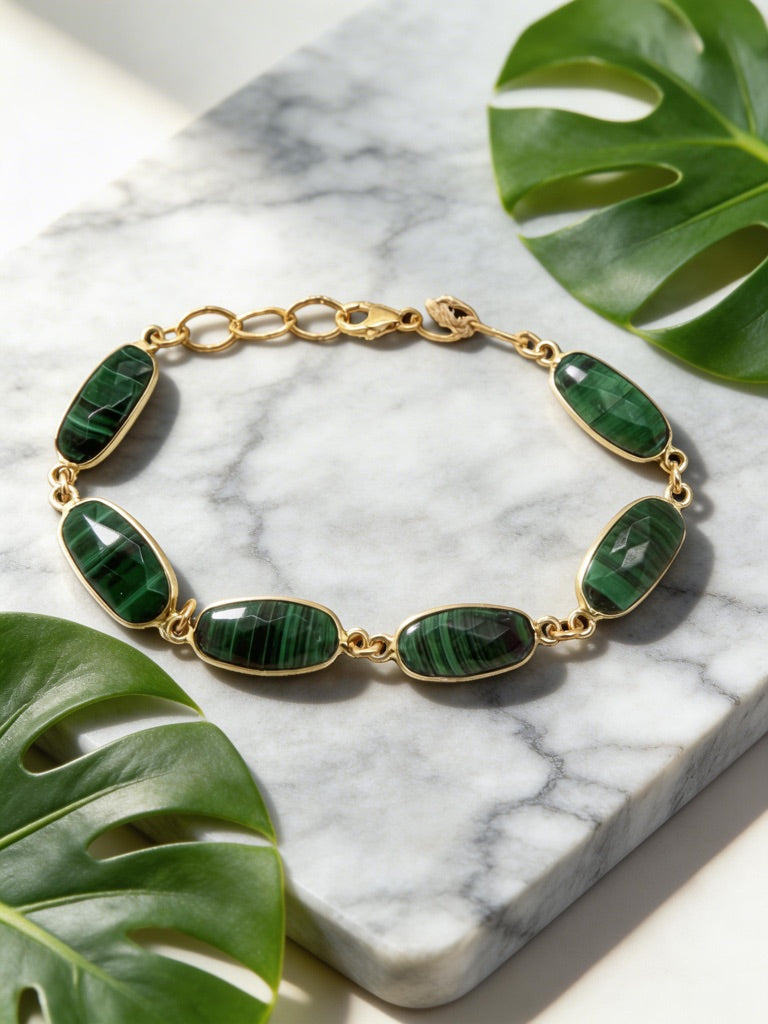 Malachite Bezel Oval Bracelet