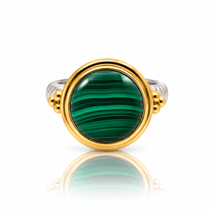 12mm Round Malachite Mixed Metal Ring