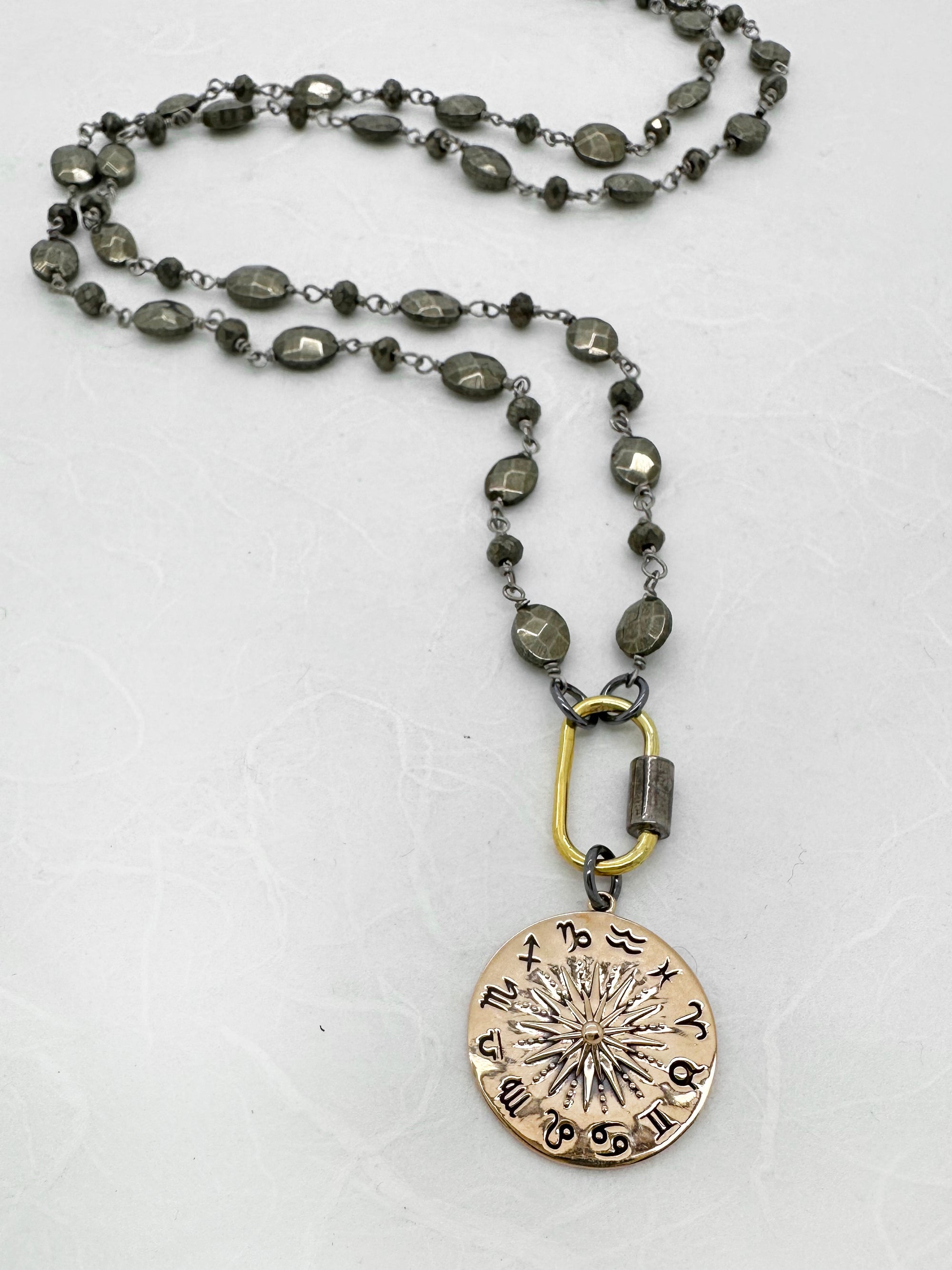 Zodiac Carabiner Pyrite Necklace