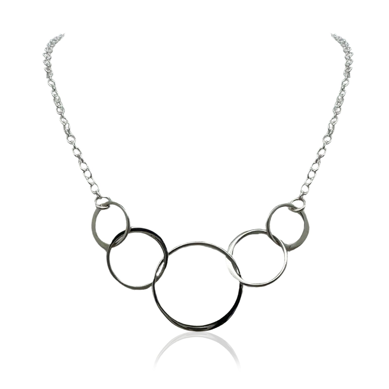 5 Circle Connection Necklace- Silver