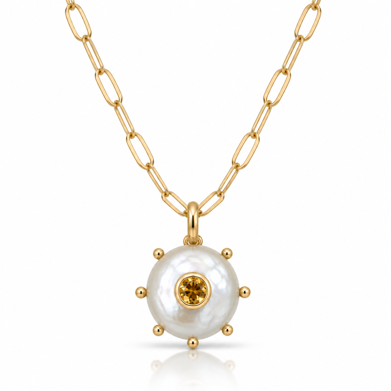 Pearl and Citrine Sun- Artisan Stone Collection