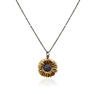 Mixed Metal Daisy Sunflower Necklace