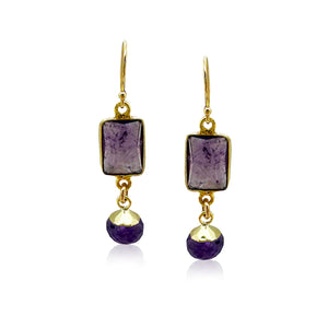 Tile Raindrop Earrings- Semi Precious Stones