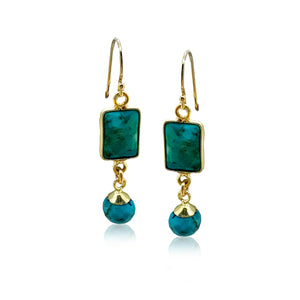 Tile Raindrop Earrings- Semi Precious Stones