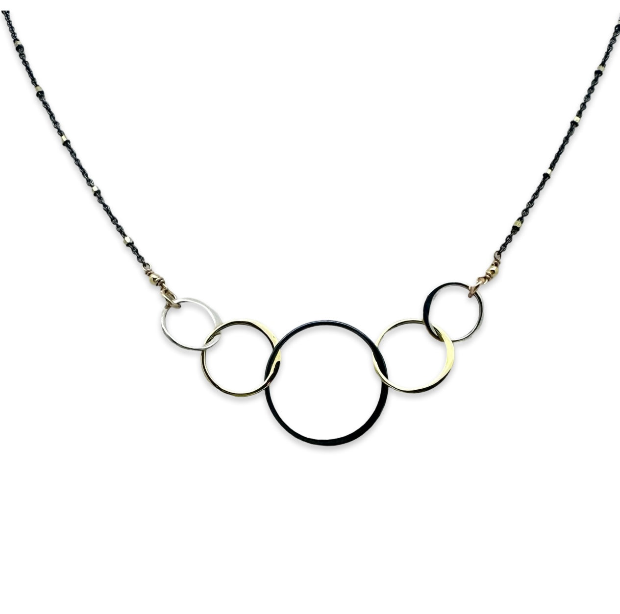 5 Circle Connection Necklace- Mixed Metals