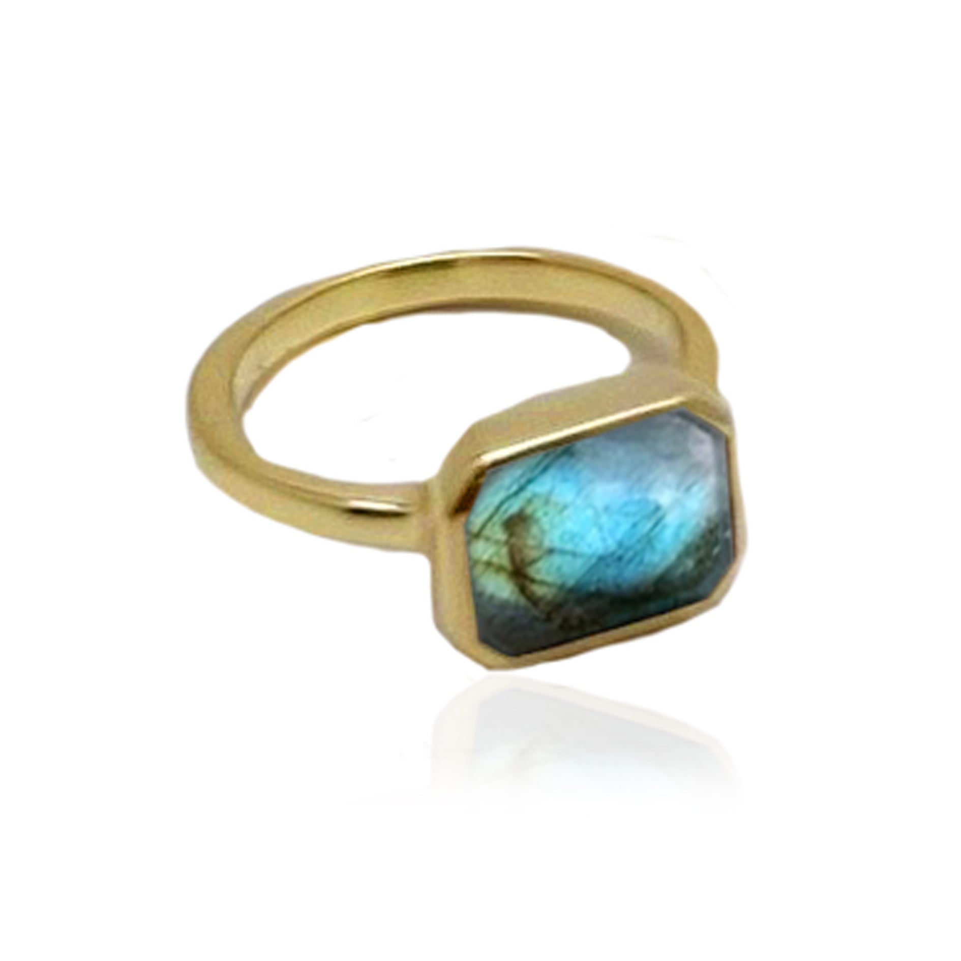 Labradorite Emerald Cut Ring