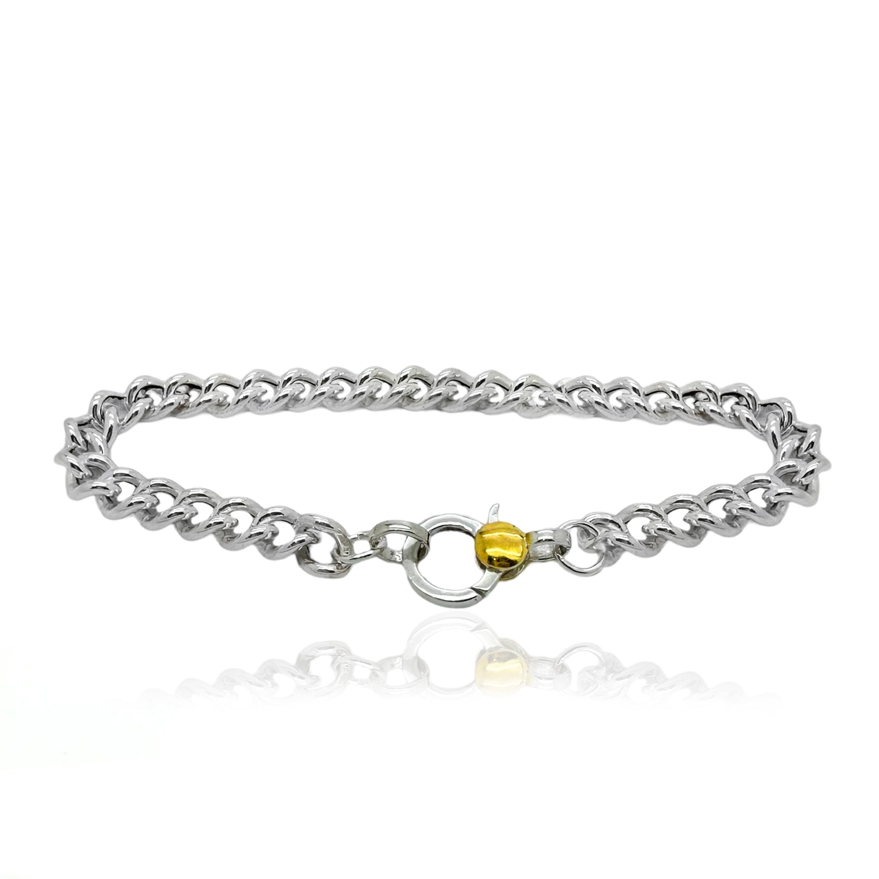 Chunky Silver Curb Chain with Gold and Silver Clasp