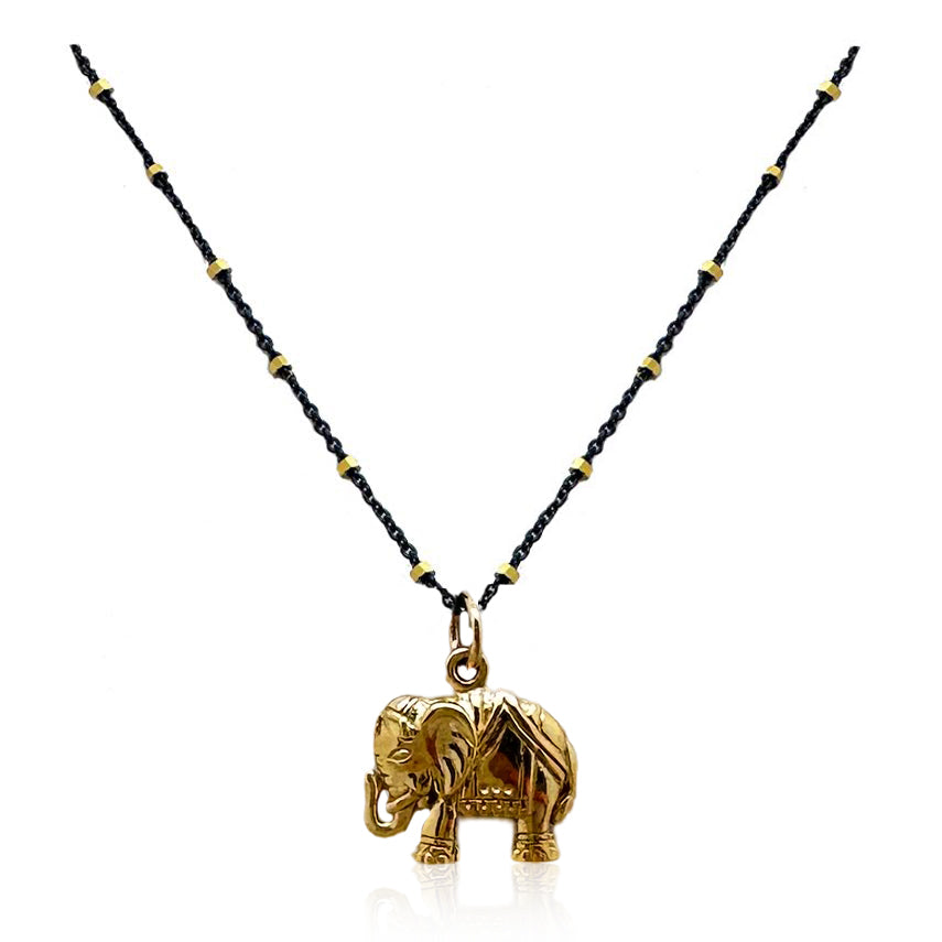 Elephant Charm Necklace with Mixed Metal Chain