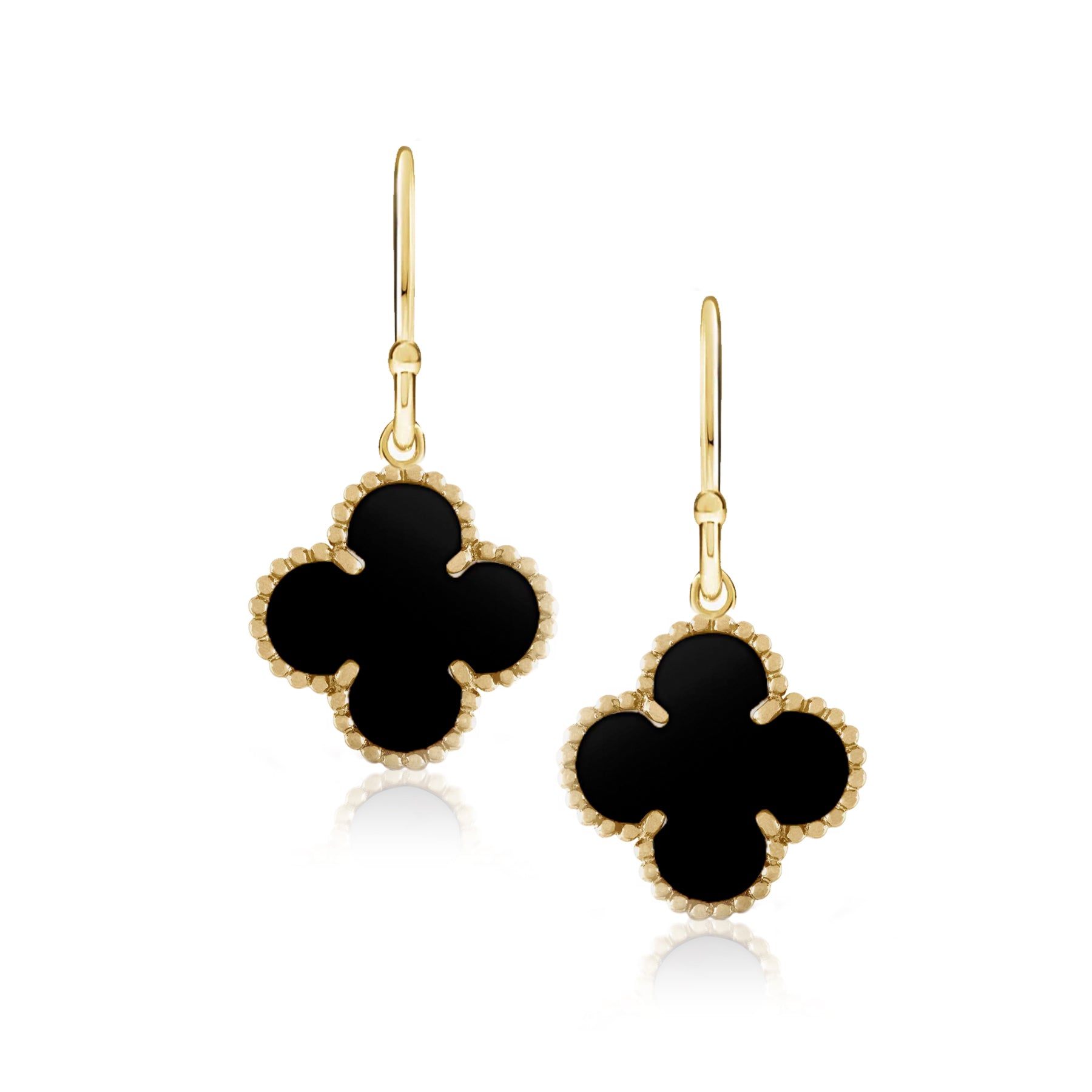 Black Enamel Clover Earrings