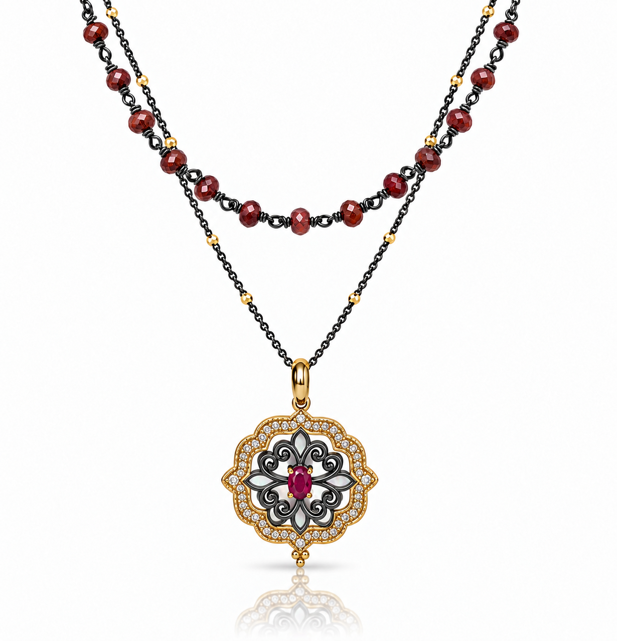 Ruby Filigree Italianate Pendant