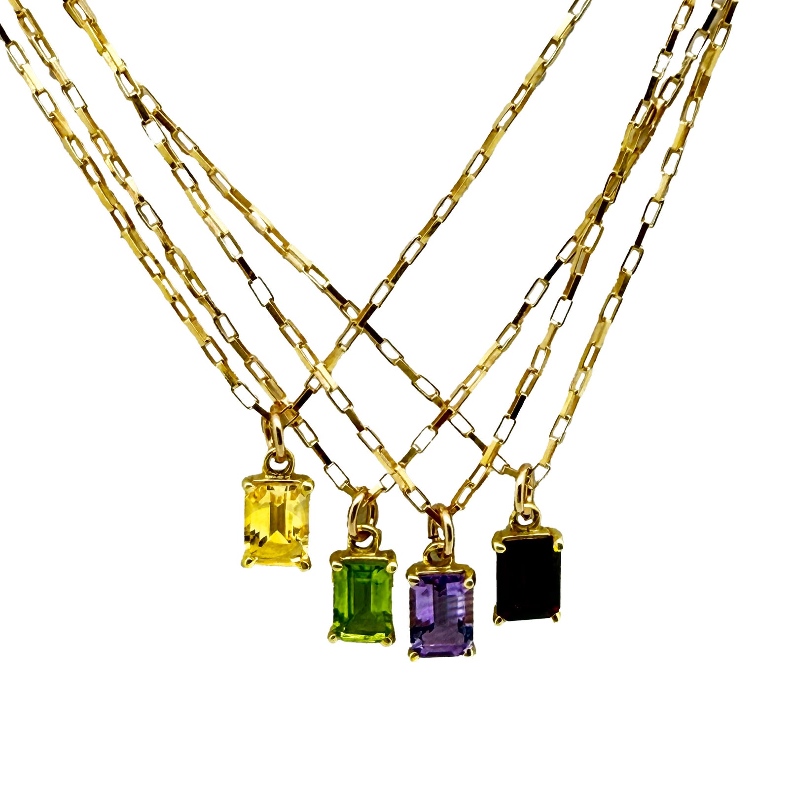 Baguette Gemstone Pendents