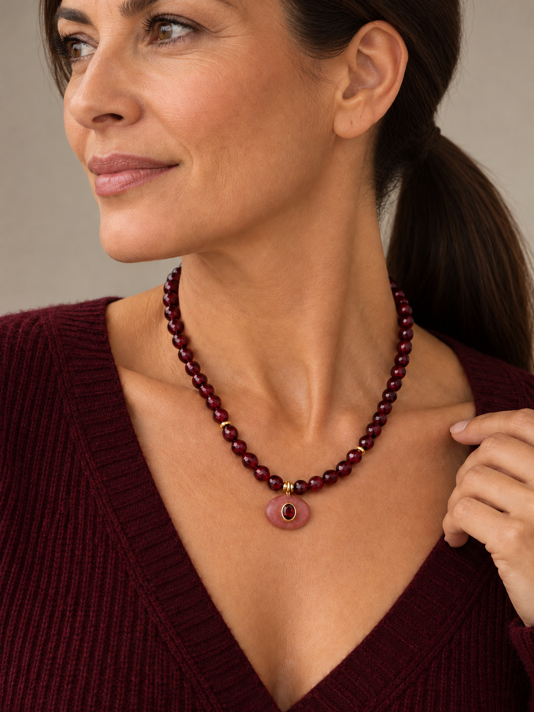 Garnet and Strawberry Quartz Necklace