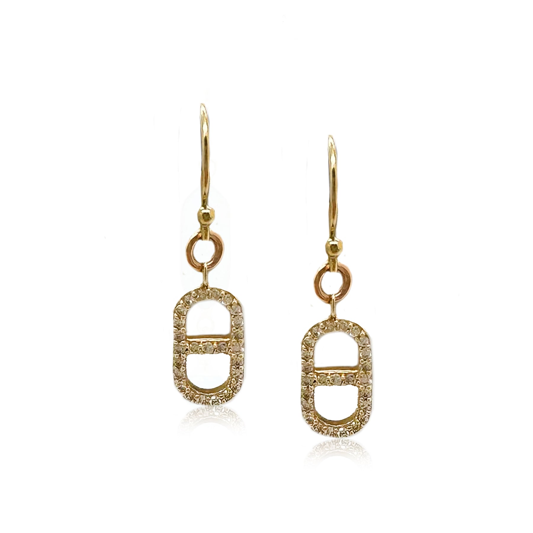 14k Gold Diamond Chain Earrings