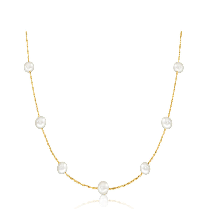 Gold Filled Pearl Station Necklace